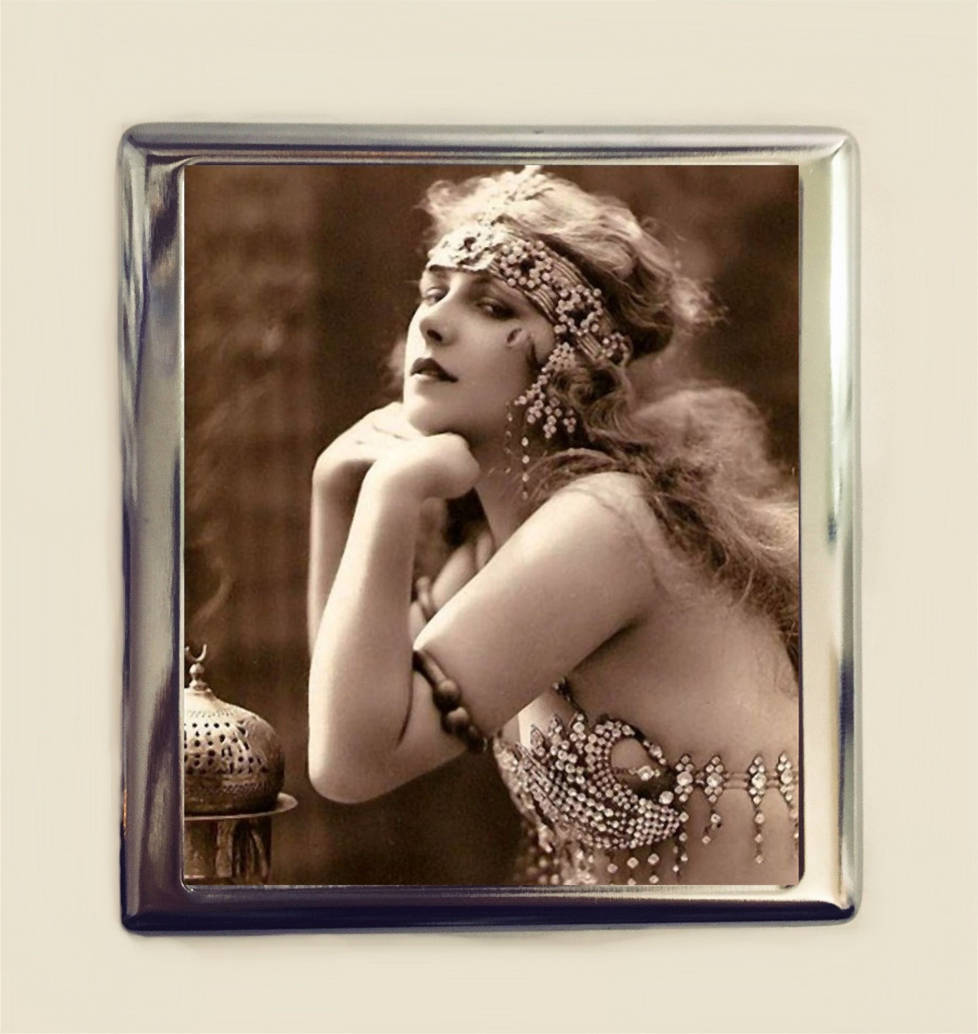 Flapper Belly Dancer Cigarette Case Business Card ID Holder Wallet Cleopatra Art Deco Egyptian Boho Gypsy