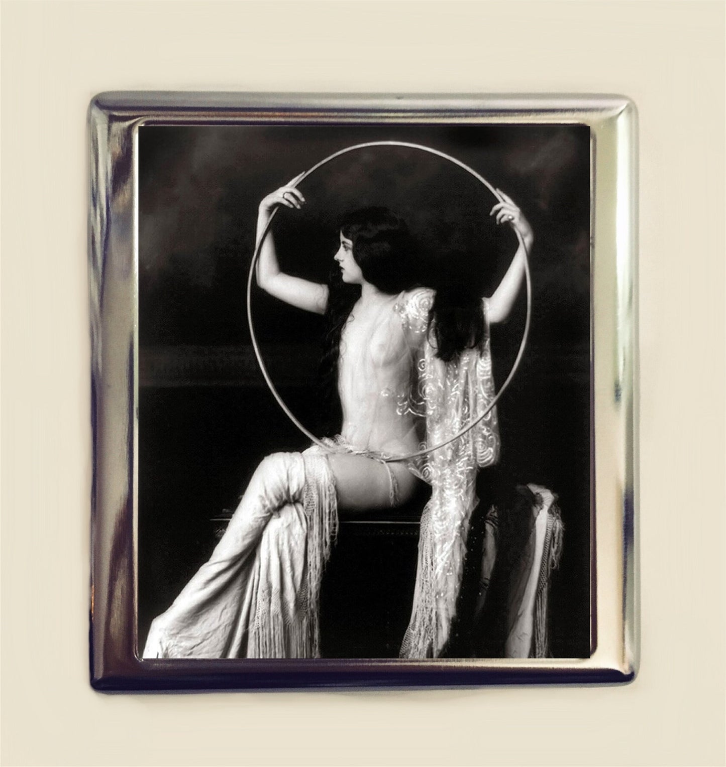 Flapper Hoop Cigarette Case Business Card ID Holder Wallet Art Deco Follies 1920s Jazz Age Burlesque Glam