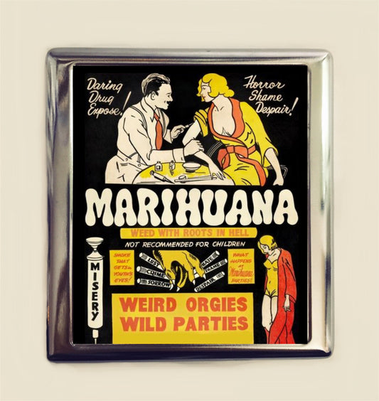 Marijuana Marihuana Cigarette Case Business Card ID Holder Wallet Cannabis Pot Weed Stoner Smoking Stoned B-Movie Retro