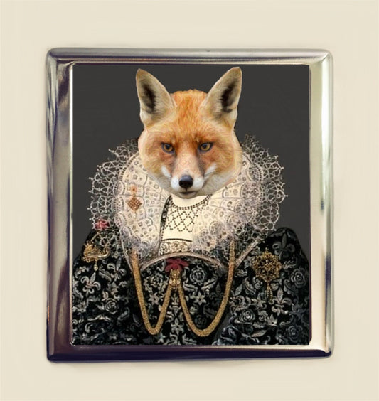 Aristocrat Fox Cigarette Case Business Card ID Holder Wallet Anthropomorphic Animal Pop Art Tudor Whimsical