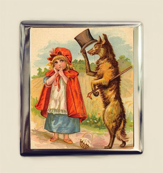 Little Red Riding Hood Cigarette Case Business Card ID Holder Wallet Storybook Children's Illustration Big Bad Wolf