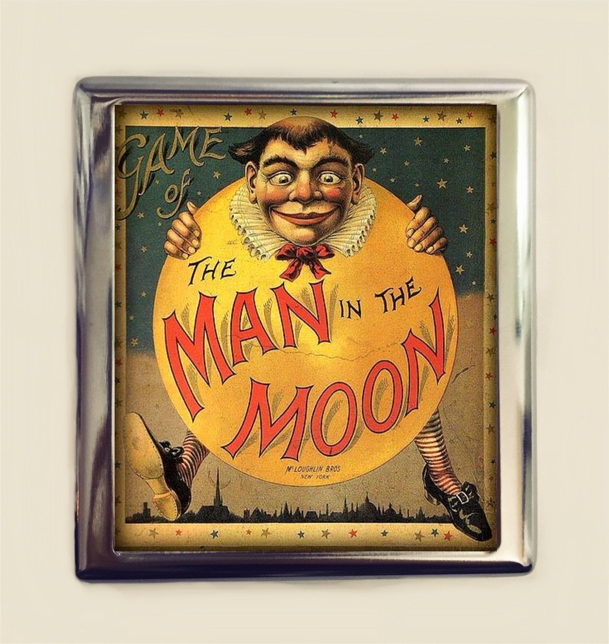 Man in the Moon Cigarette Case Business Card ID Holder Wallet Victorian Board Game Nursery Rhyme