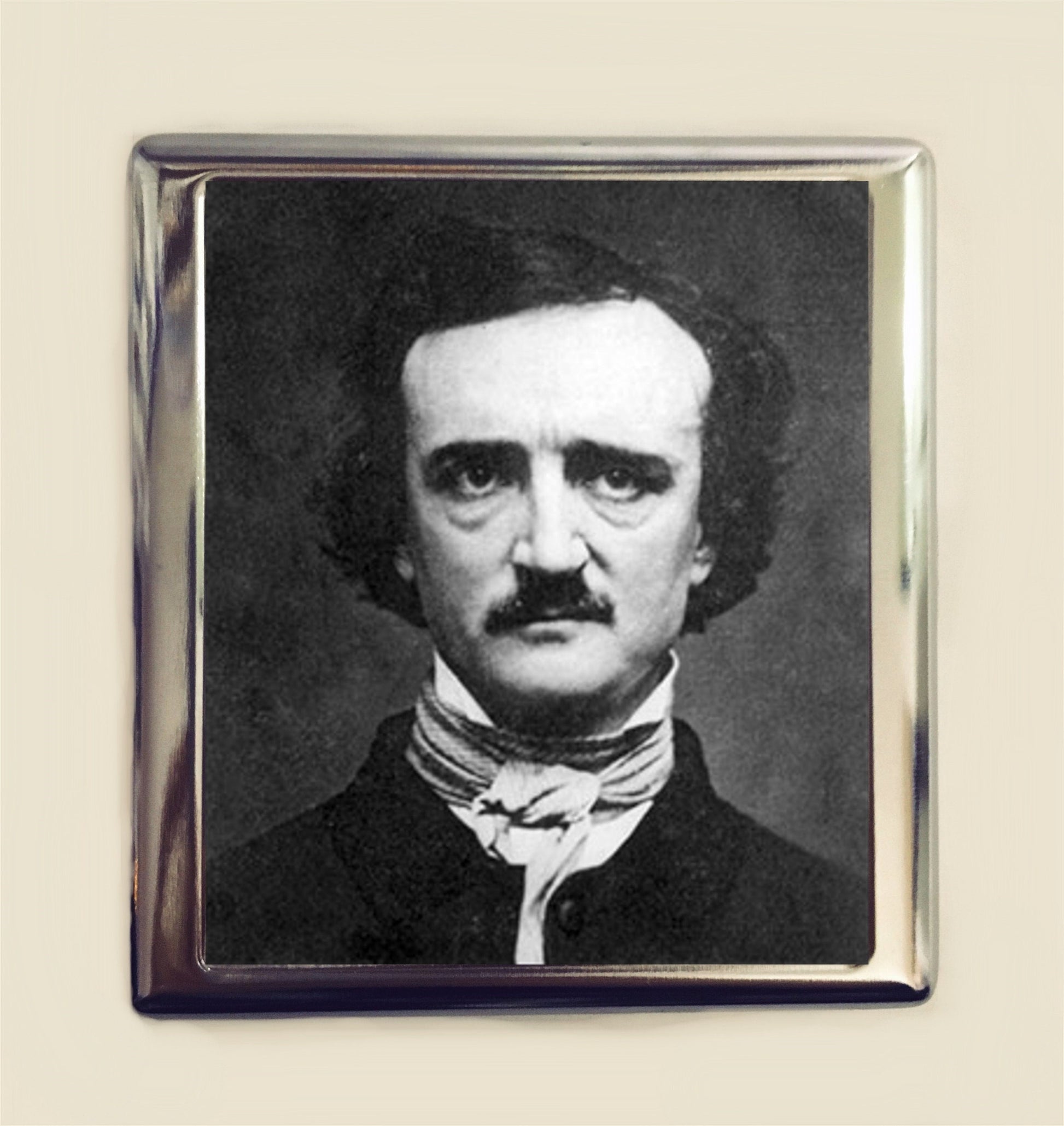 Edgar Allan Poe Cigarette Case Business Card ID Holder Wallet Goth Author Portrait Literary The Raven Gift English Majors