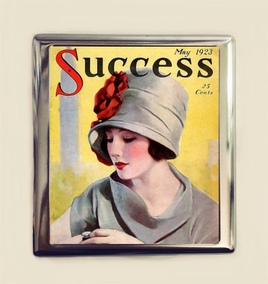 Success Flapper Cigarette Case Business Card ID Holder Wallet Art Deco Illustration Jazz Age Roaring 20s