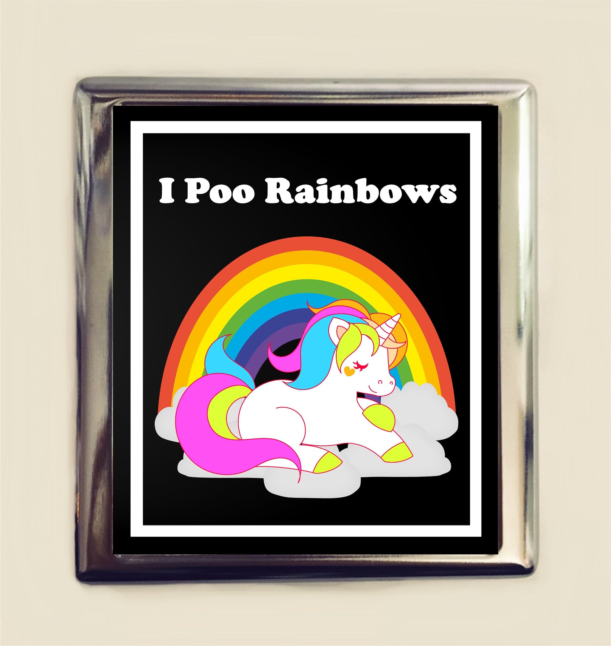 Unicorn Cigarette Case Business Card ID Holder I Poo Rainbows Rainbow Kawaii Funny Humor Sarcasm