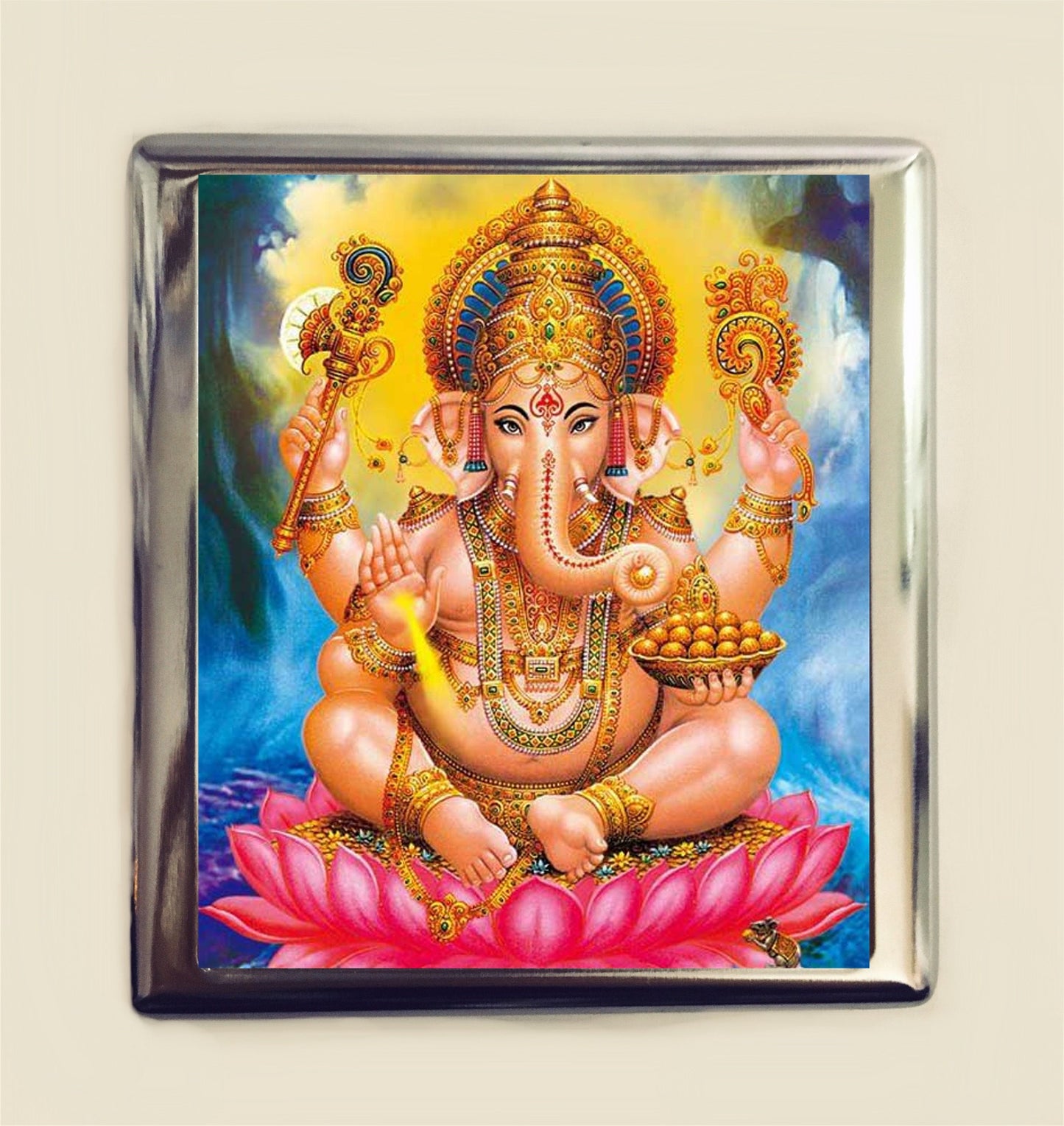 Ganesh Ganesha Cigarette Case Business Card ID Holder Wallet Hindu Elephant God Spiritual Hinduism Spirituality