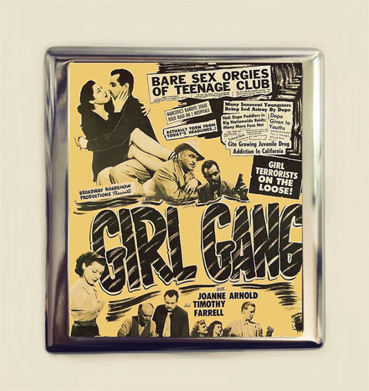 Girl Gang Cigarette Case Business Card ID Holder Wallet Pulp Retro B-Movie Bad Girls