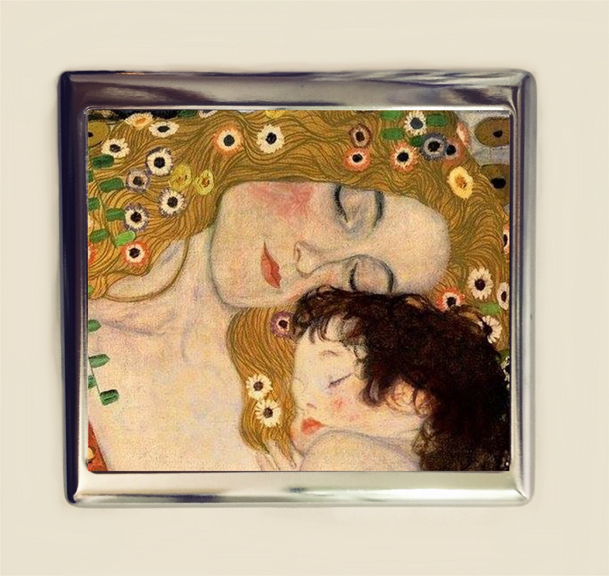 Gustav Klimt Mother & Child Cigarette Case Business Card ID Holder Fine Art Painting Art Nouveau