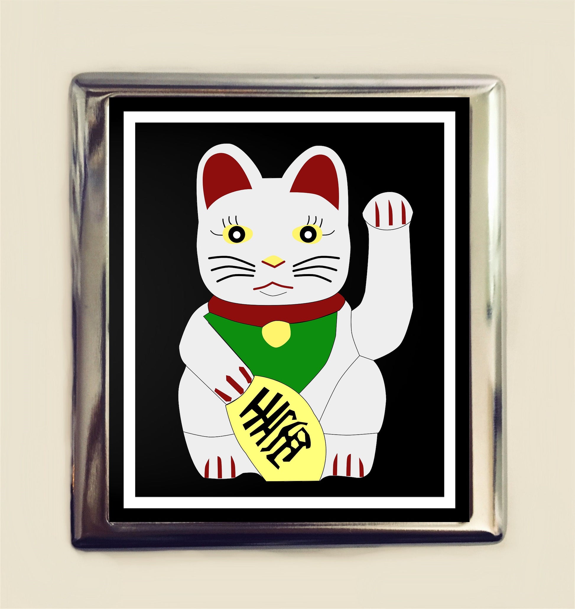 Maneki Neko Cigarette Case Business Card ID Holder Wallet Japanese Lucky Cat Japan