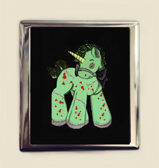 Zombie Unicorn Cigarette Case Business Card ID Holder Wallet Goth Horror Kawaii Cute Zombies