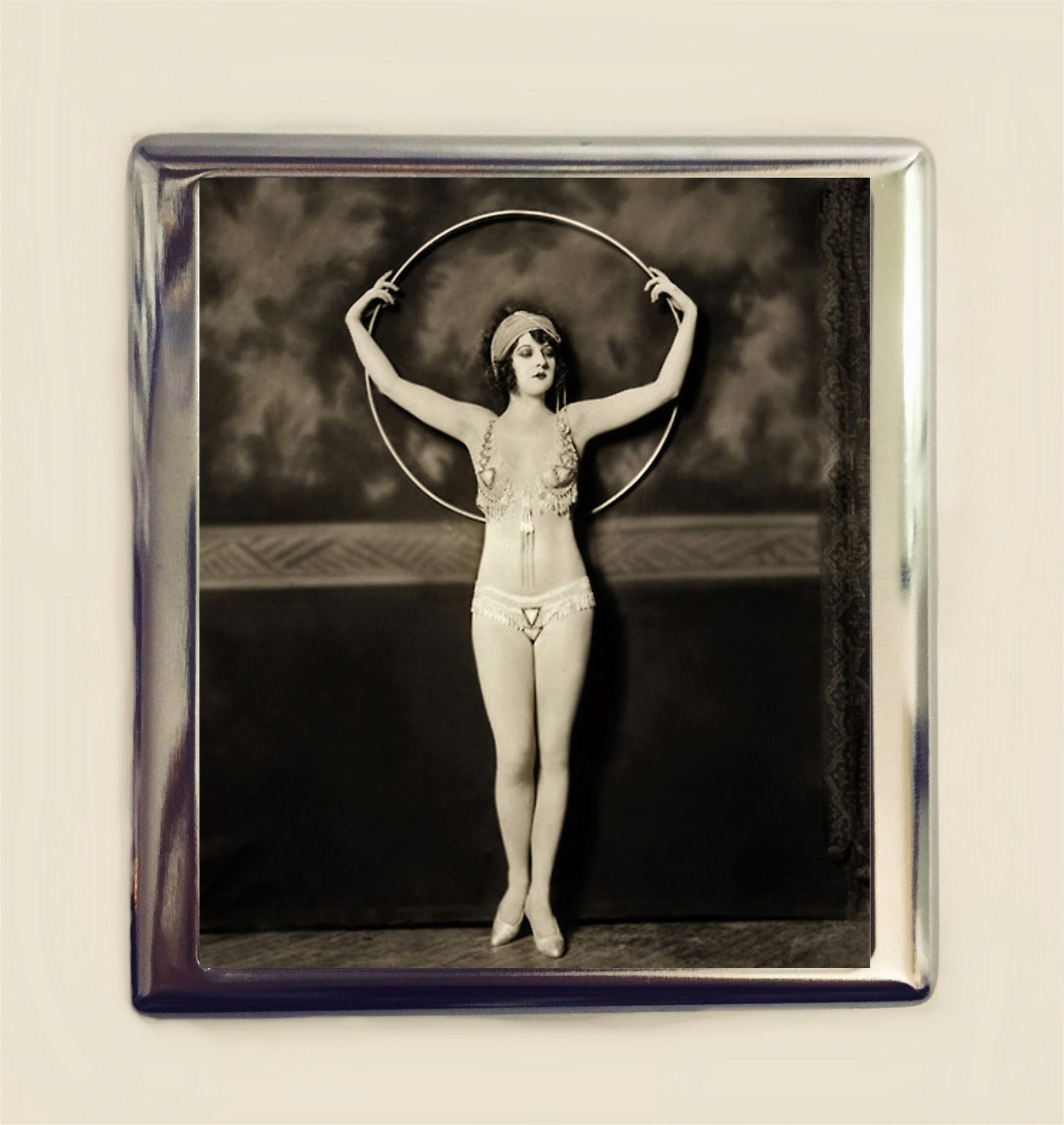 Flapper Hoop Cigarette Case Business Card ID Holder Wallet Art Deco Follies 1920s Jazz Age Burlesque Glam Style Two