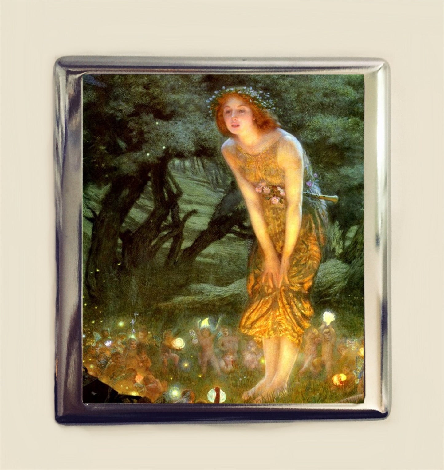 Art Nouveau Fairy Queen Cigarette Case Business Card ID Holder Wallet Fairytale Fairy Tale Storybook Illustration Fairies Edwardian