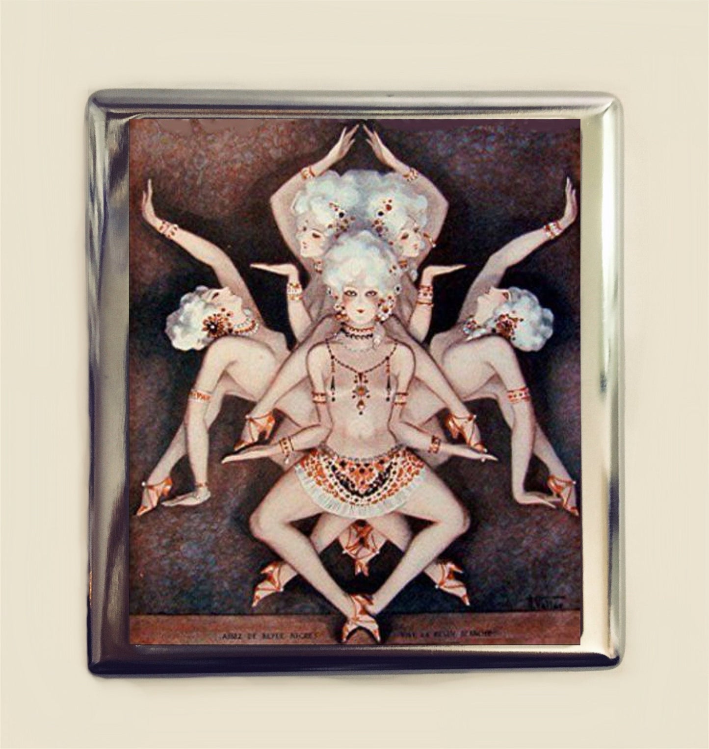 Art Deco Dancers Cigarette Case Business Card ID Holder Wallet French Parisian Paris Flapper Follies Burlesque