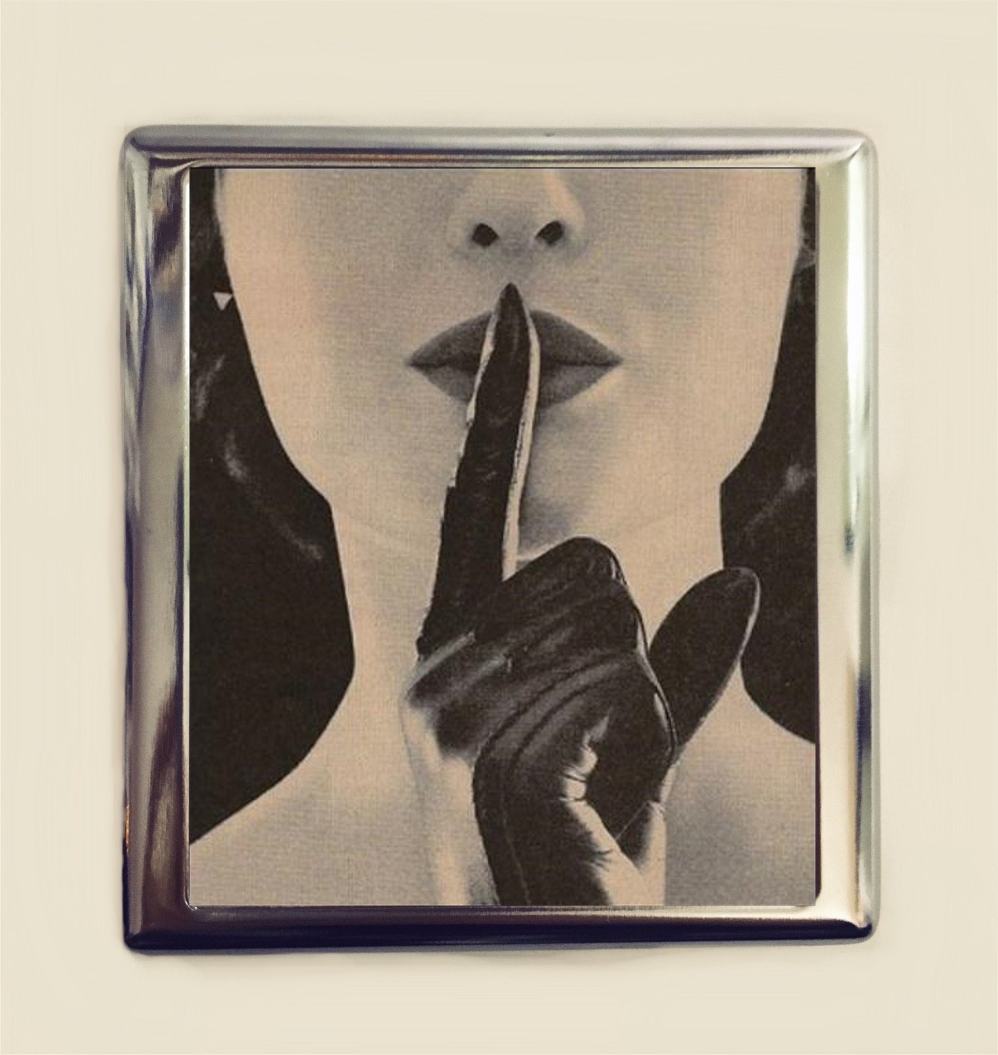 Whisper Cigarette Case Business Card ID Holder Wallet Retro Glam 1950's Woman