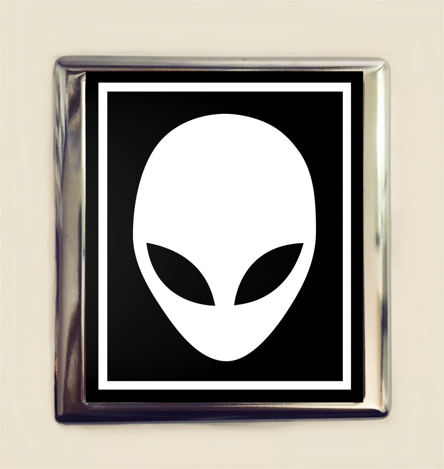 Alien Head Cigarette Case Business Card ID Holder Wallet Aliens UFO Extraterrestrial Trippy Outerspace