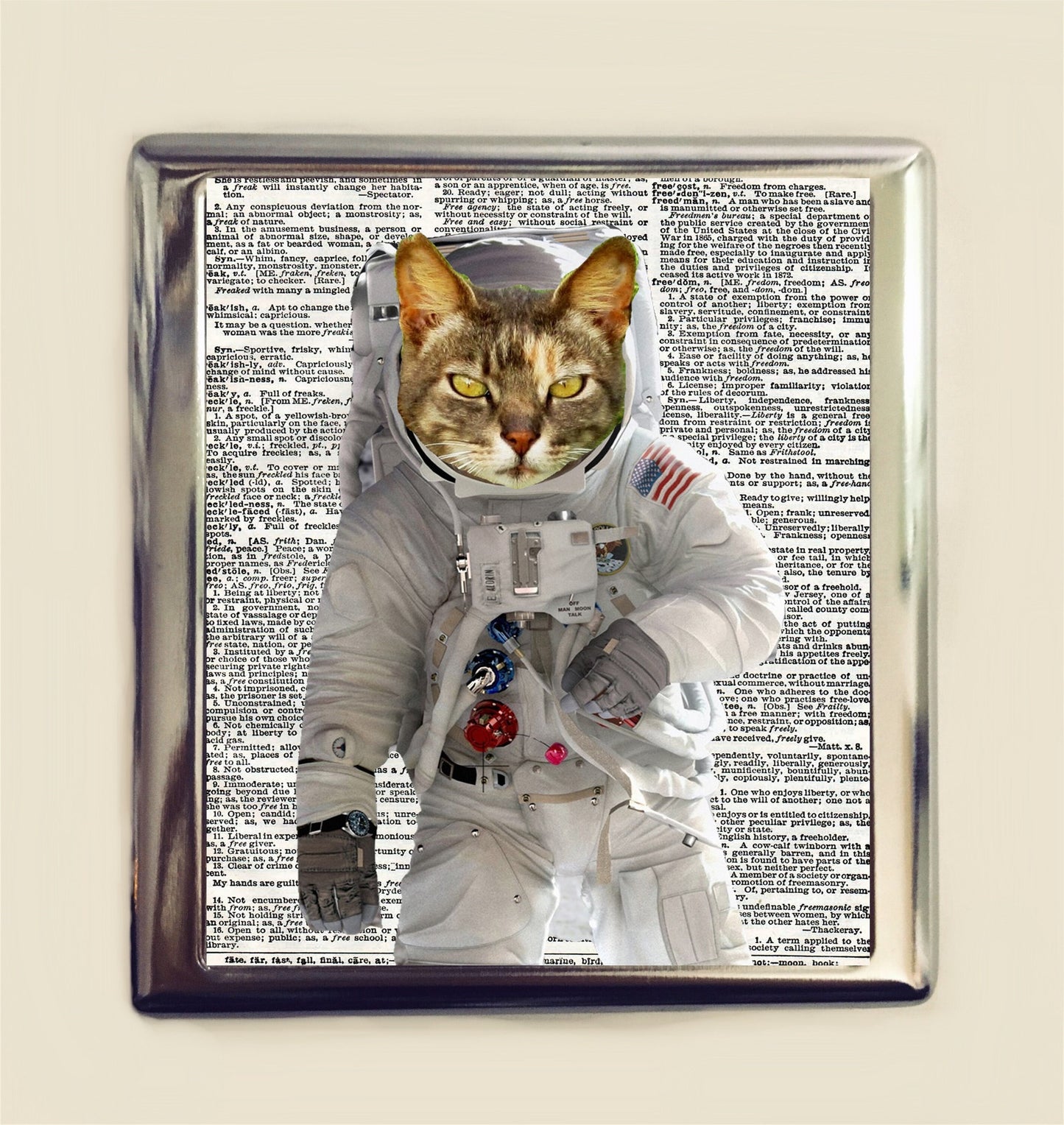 Astronaut Cat Cigarette Case Business Card ID Holder Wallet Outerspace Kitten Kawaii Pop Art Anthropomorphic Animal Art