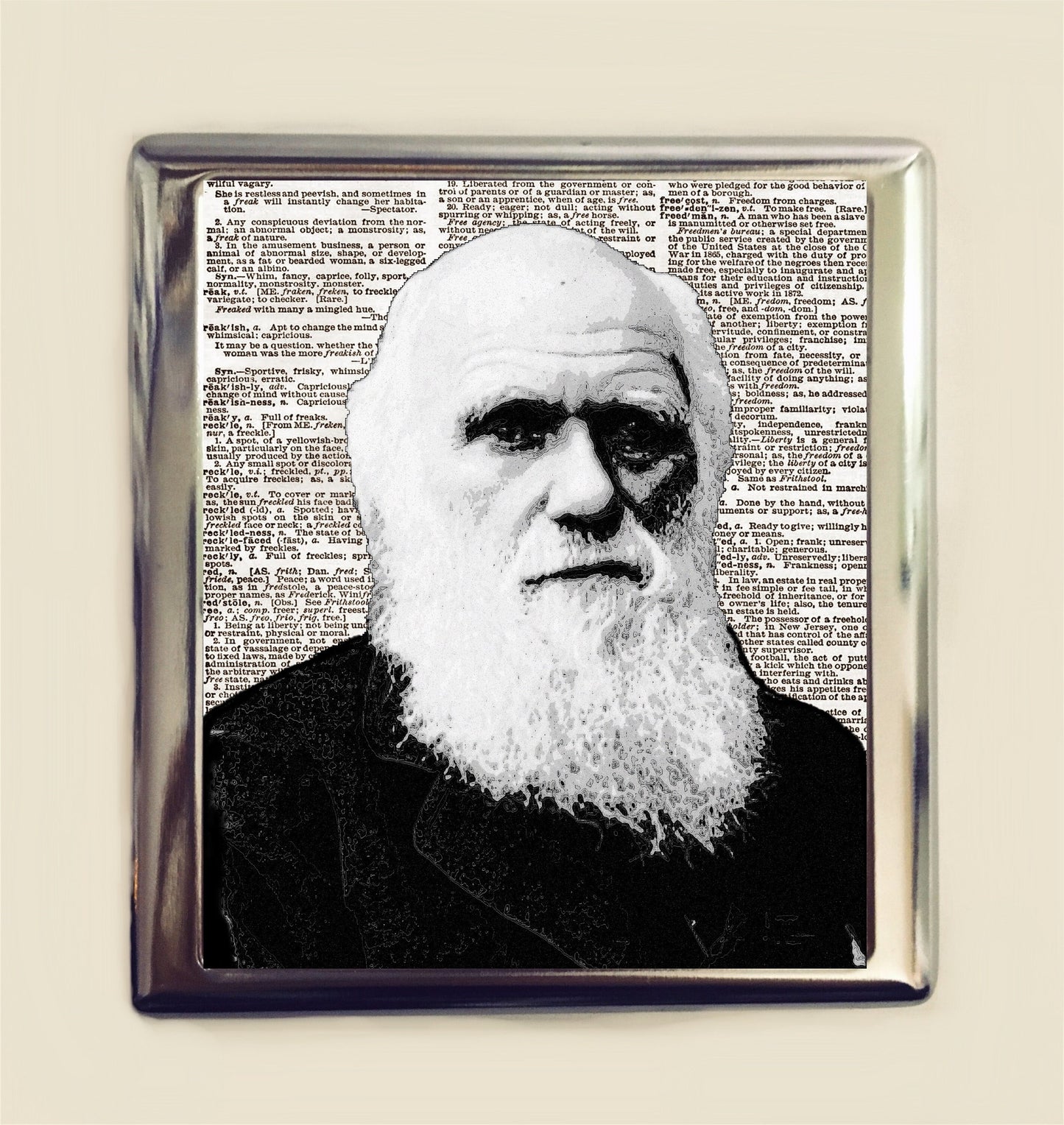 Charles Darwin Cigarette Case Business Card ID Holder Wallet Evolution Pop Art Science Scientist