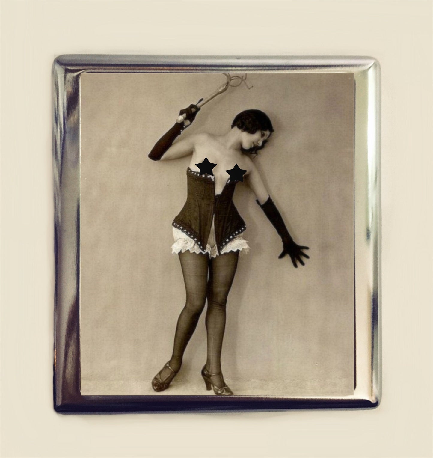 Flapper Whip Cigarette Case Business Card ID Holder Wallet Vintage Kink Art Deco BDSM 1920s Jazz Age Sex MATURE