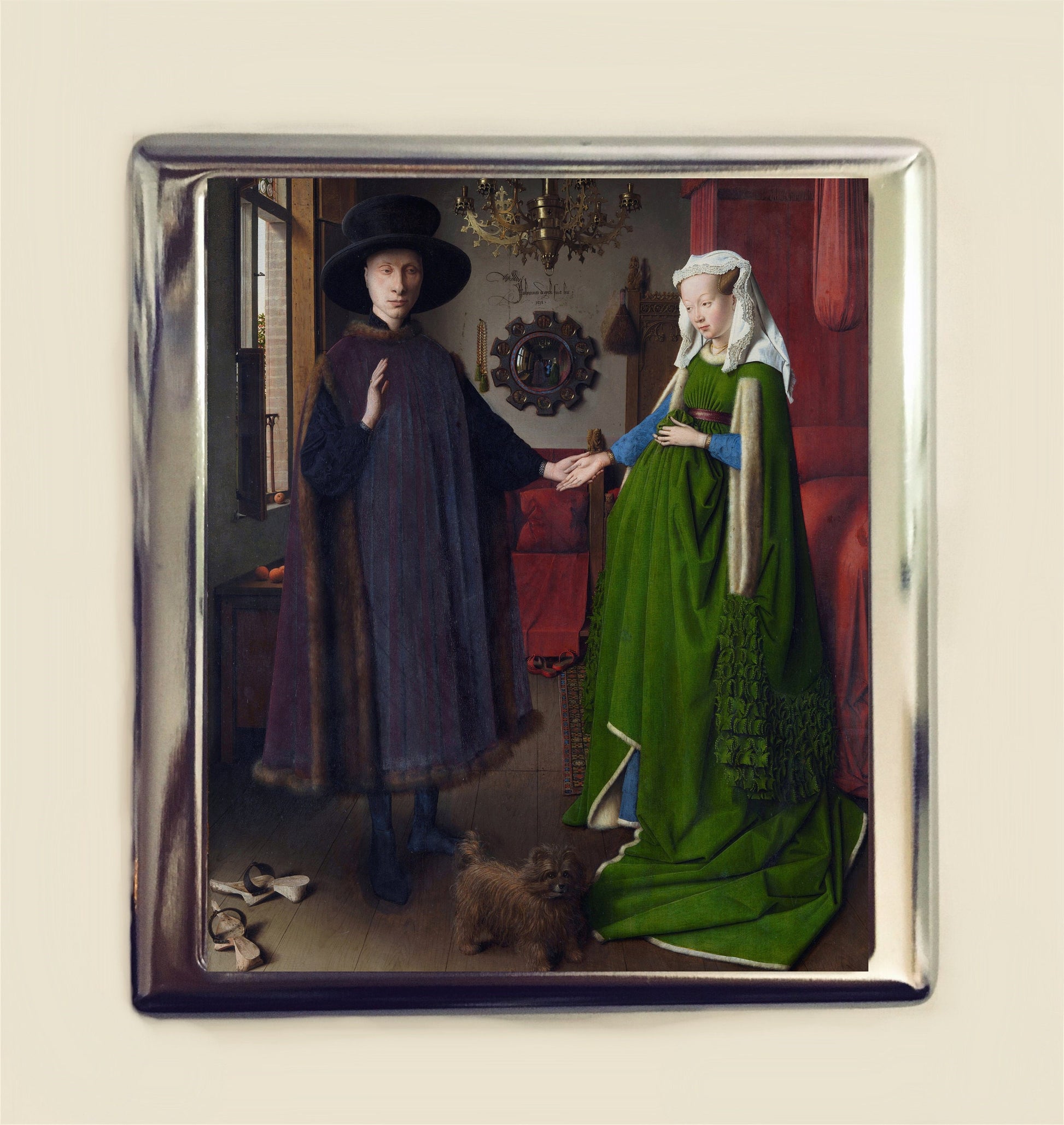 Jan Van Eyck Arnolfini Wedding Cigarette Case Business Card ID Holder Wallet Famous Fine Art Painting