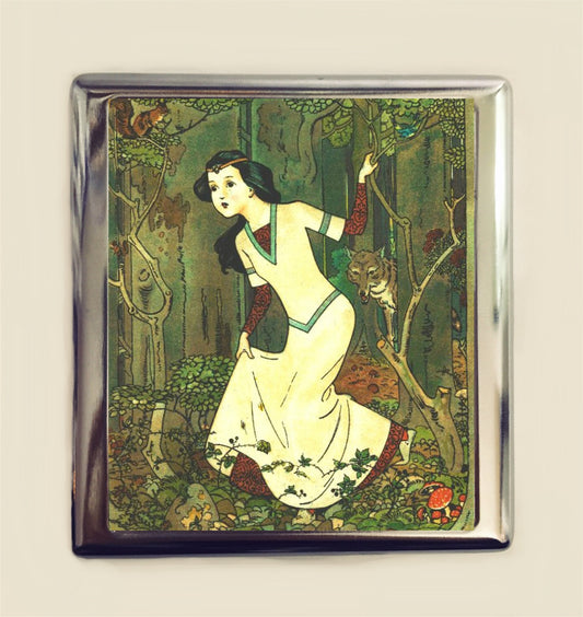 Snow White Fairytale Cigarette Case Business Card ID Holder Wallet Fairy Tale Art Illustration