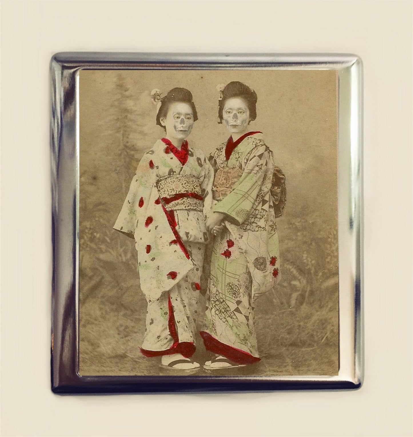 Zombie Geishas Cigarette Case Business Card ID Holder Wallet Goth Gothic Horror Japanese Geisha