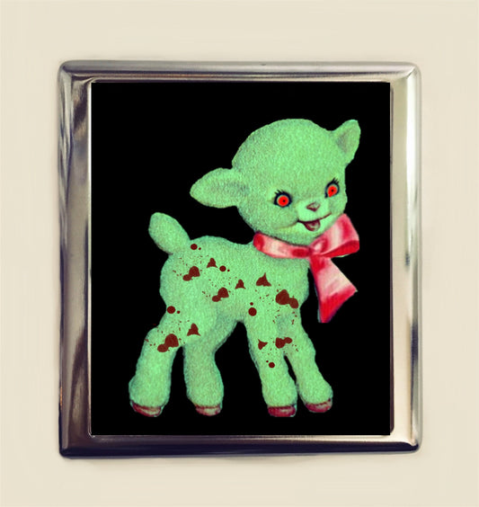 Zombie Lamb Cigarette Case Business Card ID Holder Wallet Goth Gothic Horror Creepy Kawaii Cute