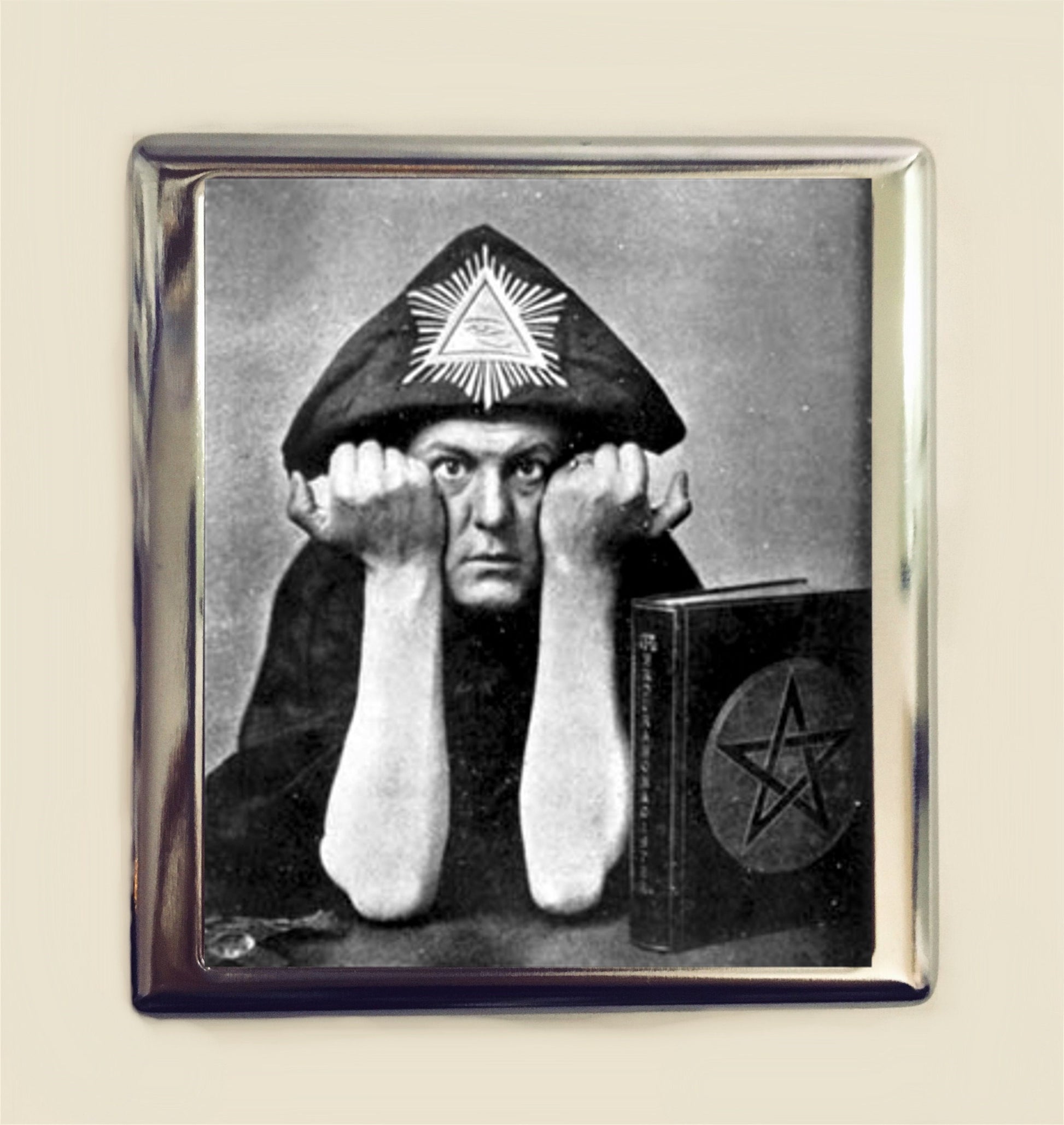 Aleister Crowley Cigarette Case Business Card ID Holder Wallet Occult Magick Occultism Esoteric