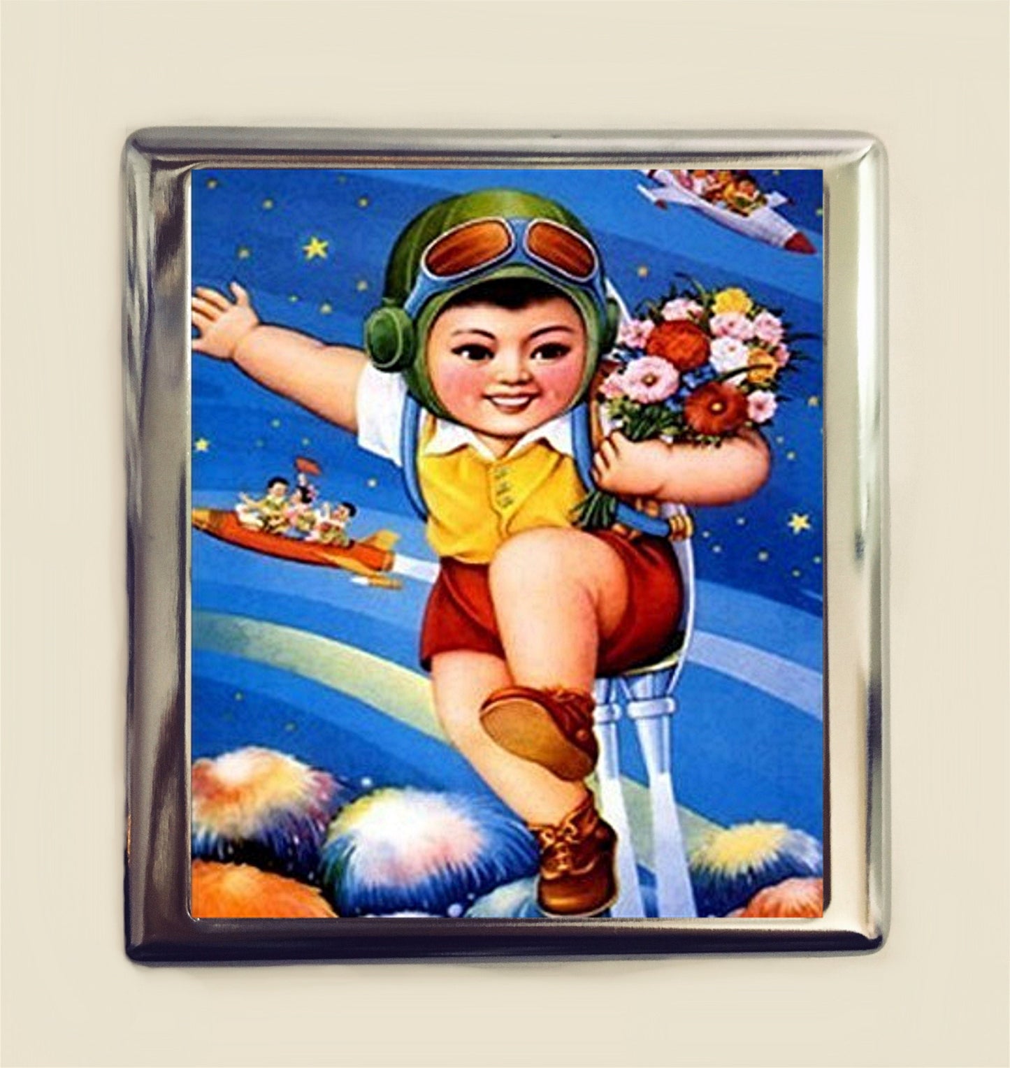 Asian Space Boy Cigarette Case Business Card ID Holder Wallet Japan Japanese Kitsch Kawaii