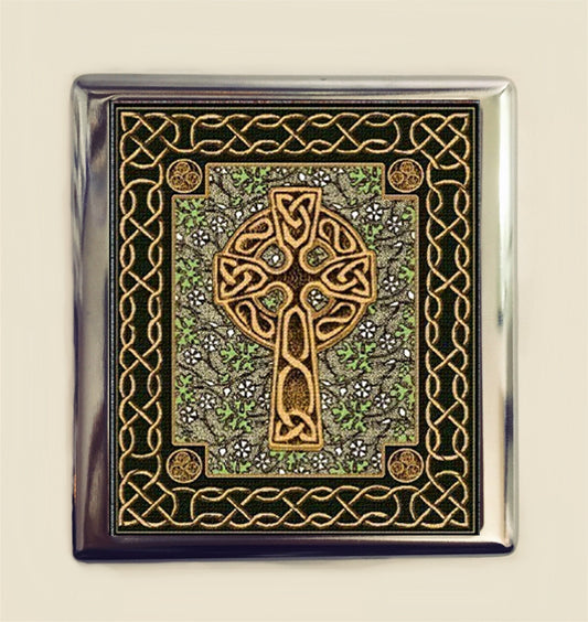 Celtic Cross Cigarette Case Business Card ID Holder Wallet Irish Ireland Religious