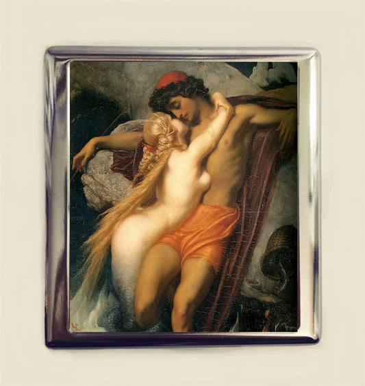 Mermaid Romance Cigarette Case Business Card ID Holder Wallet Picture Of The Fisherman And The Syren By Frederic Leighton