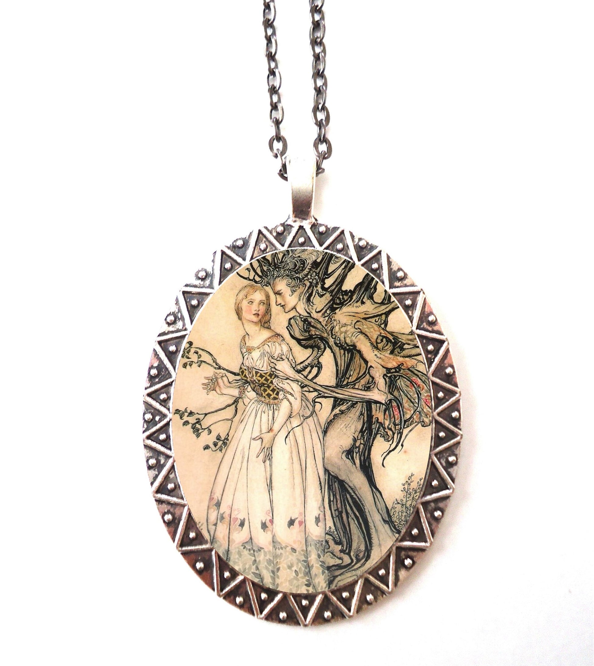 Arthur Rackham Tree Man Necklace Pendant Silver Tone - Fairytale Fairy Tale Storybook