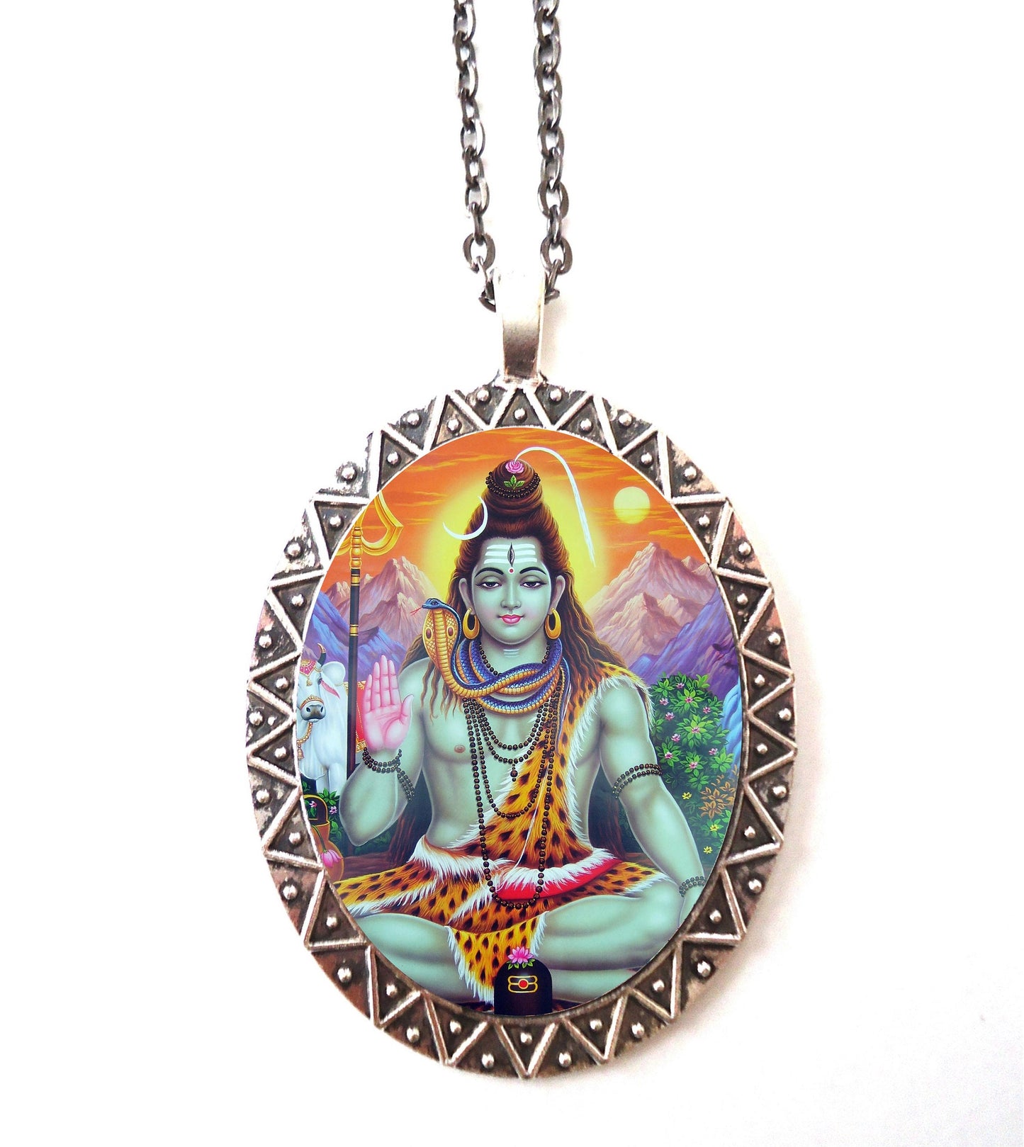 Shiva Necklace Pendant Silver Tone - Hindu God Hinduism Spiritual Spirituality