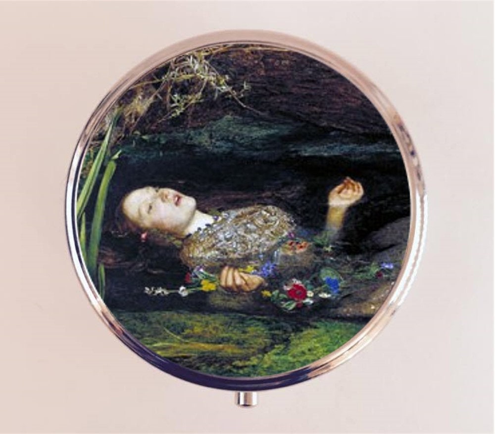 John William Waterhouse Ophelia Pill Box Case Pillbox Holder Trinket Stash Box William Shakespeare Hamlet