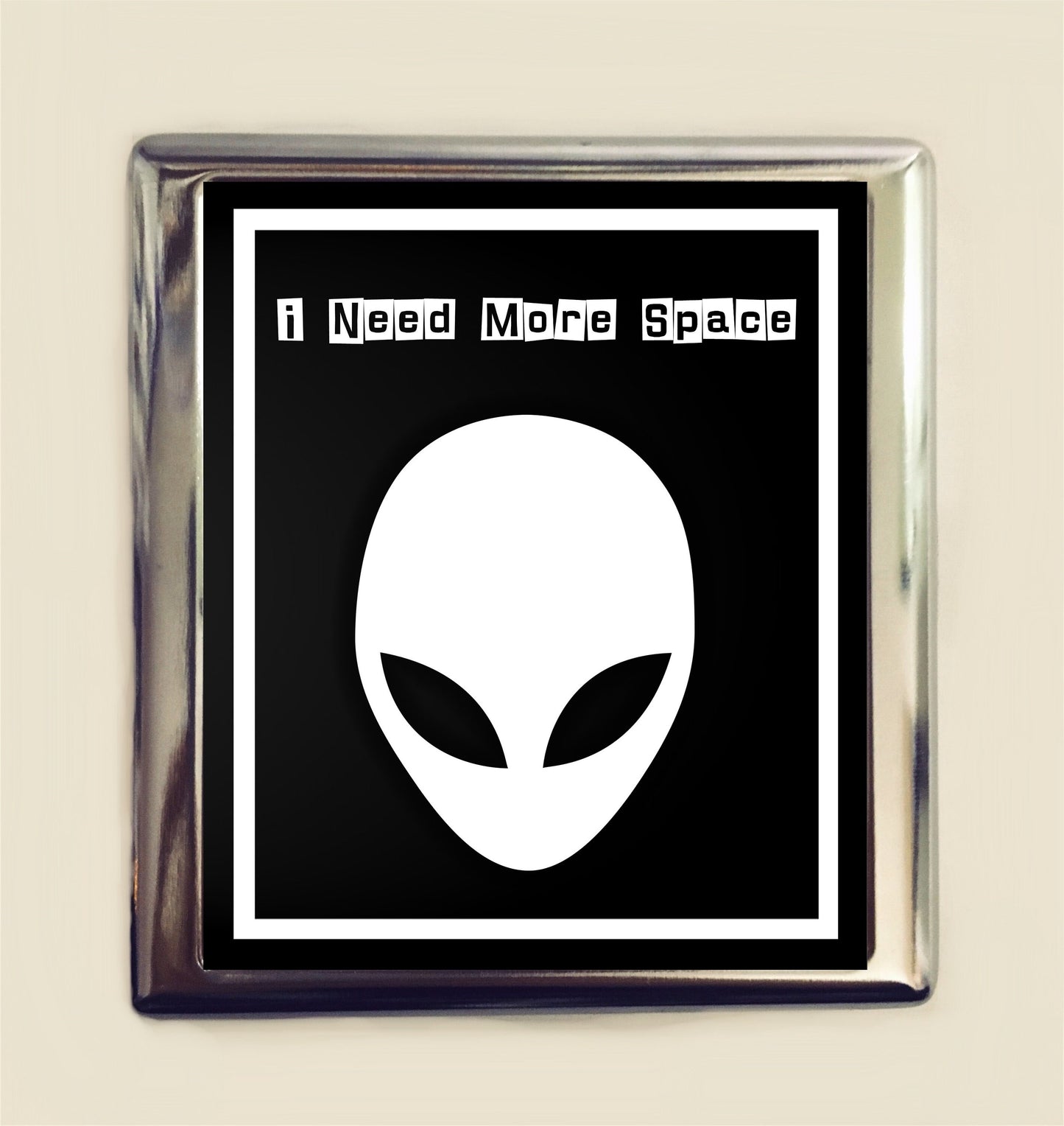 Alien I Need More Space Cigarette Case Business Card ID Holder Wallet Funny Outerspace UFO Aliens