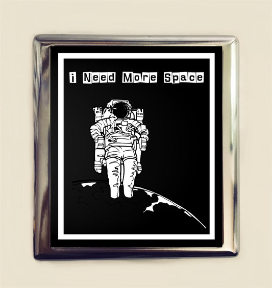 Astronaut I Need More Space Cigarette Case Business Card ID Holder Wallet Funny Outerspace Universe