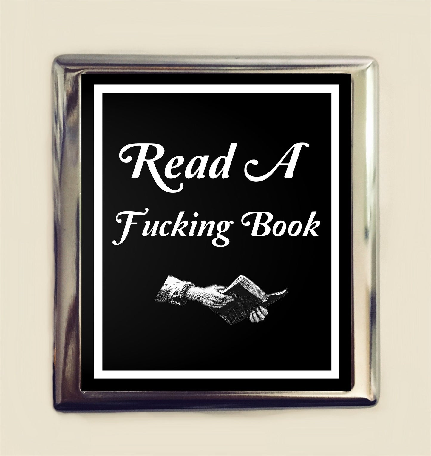 Read a Fucking Book Cigarette Case Business Card ID Holder Wallet MATURE Nerd Funny Book Lover Librarian Bibliophile Sapiosexual