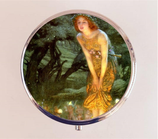 Fairy Queen Pill Box Case Pillbox Holder Stash Trinket Box Fairytale Fairy Tale Fairies Little People Fantasy Edwardian