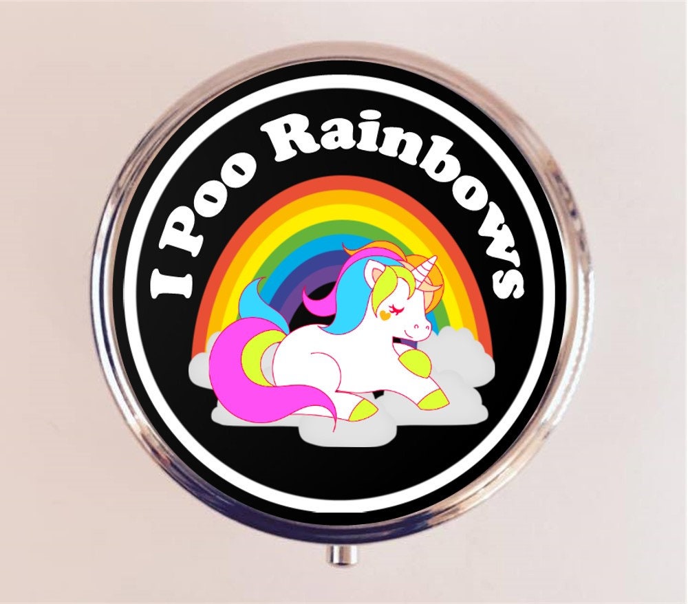 Unicorn Pill Box Case Pillbox Holder Stash Trinket Box I Poo Rainbows Unicorns Rainbow Cute Kawaii Funny