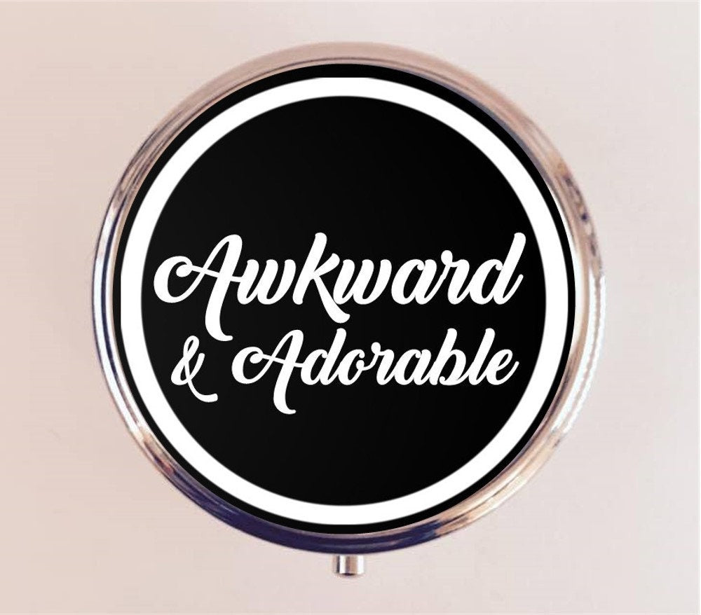 Awkward and Adorable Pill Box Case Pillbox Holder Trinket Stash Box Funny Introvert Social Anxiety Anxious People Introversion