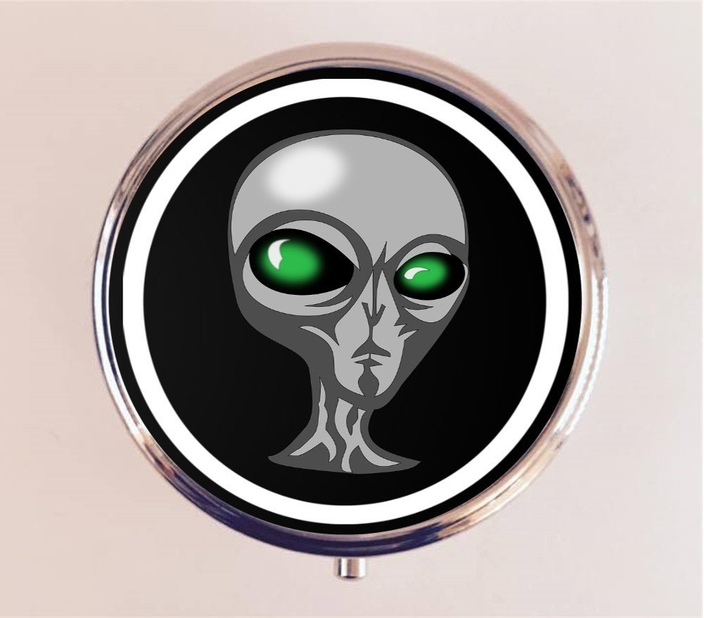 Alien Pill Box Case Pillbox Holder Trinket Stash Box Extraterrestrial UFO Aliens I Want to Believe