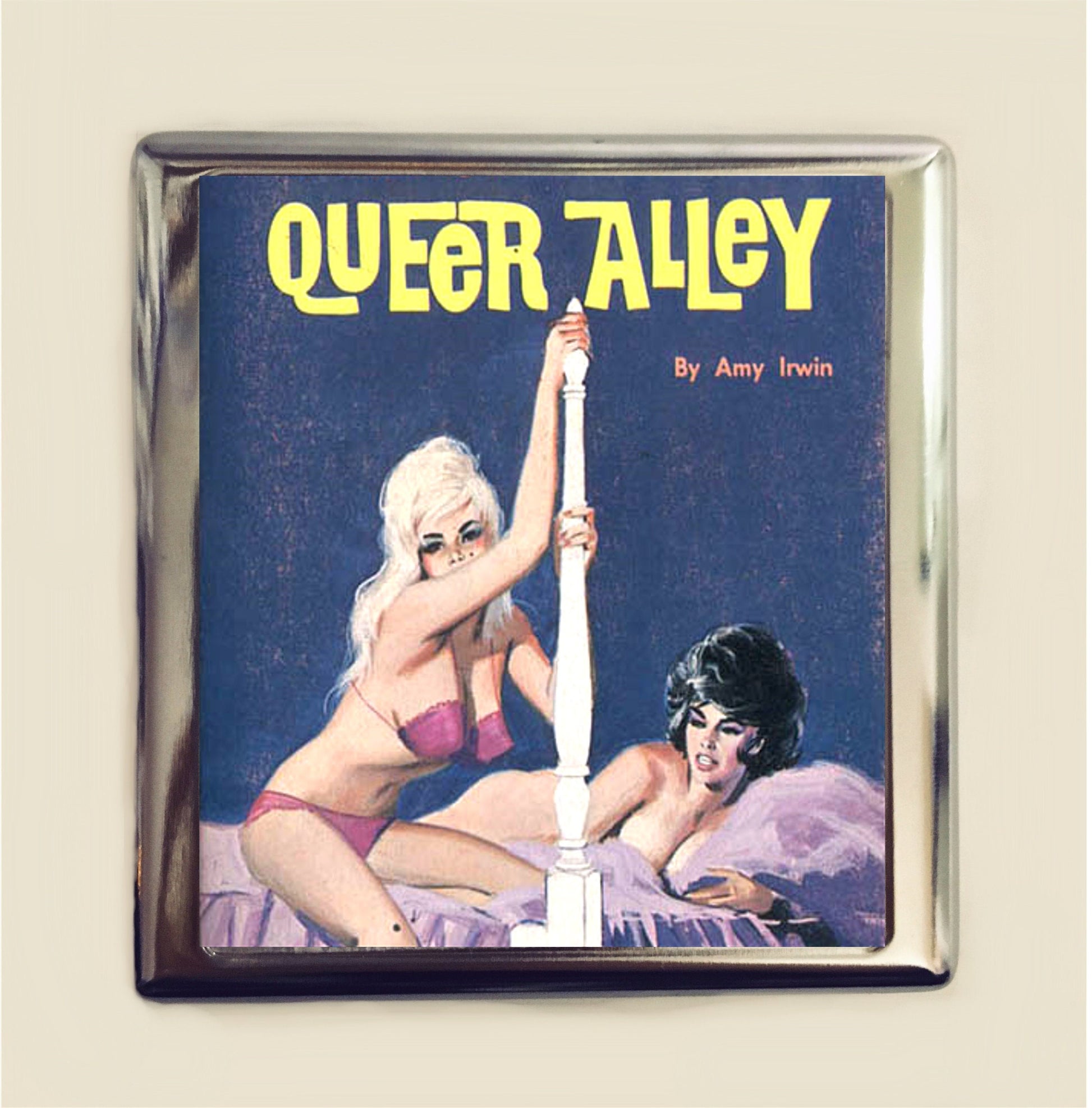 Vintage Lesbian Queer Cigarette Case Business Card ID Holder Wallet Campy LGBTQ Pulp Fiction Sleaze Retro 60's