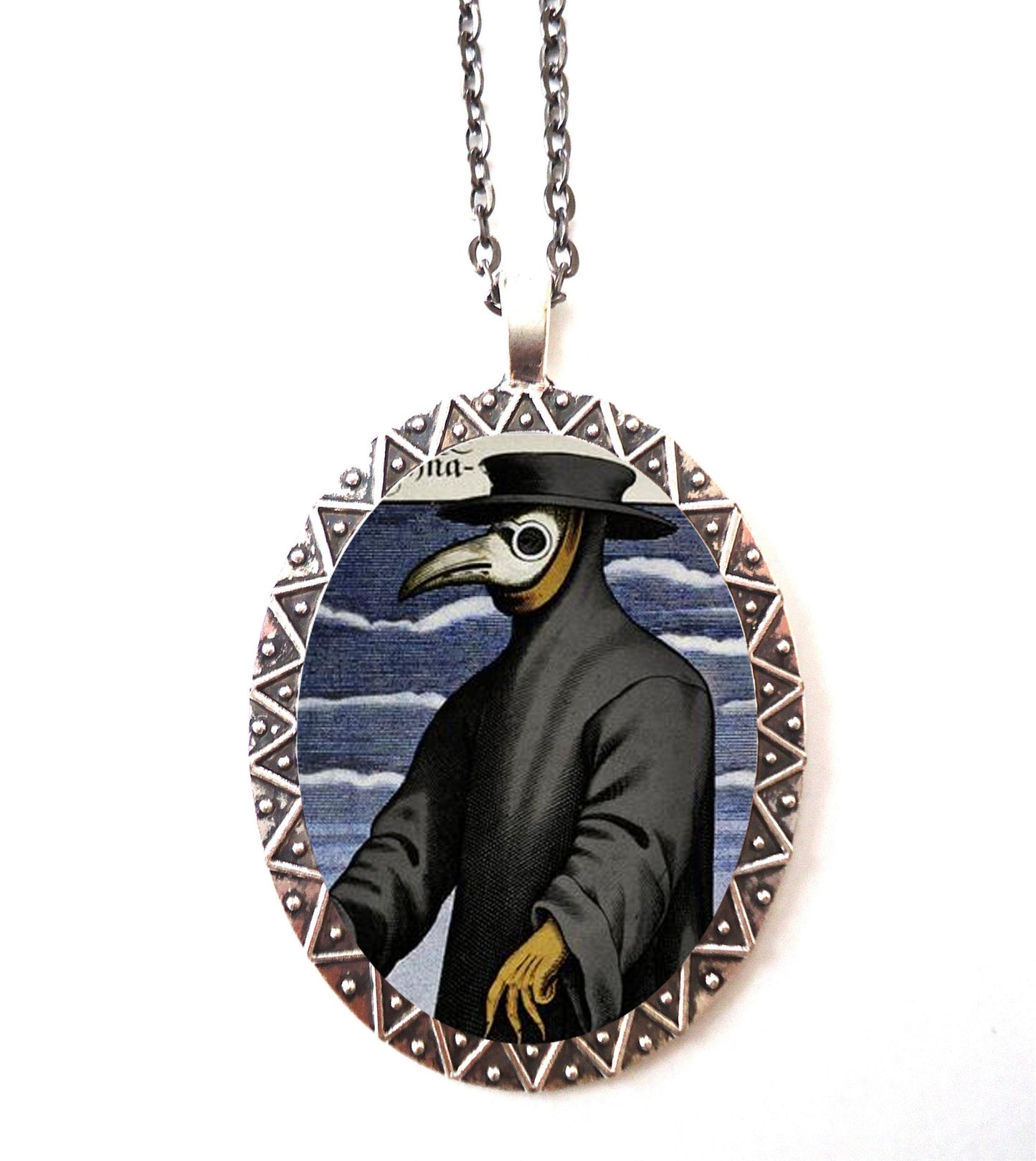 Plague Doctor Necklace Pendant Silver Tone - Bubonic Plague Middle Ages Medieval