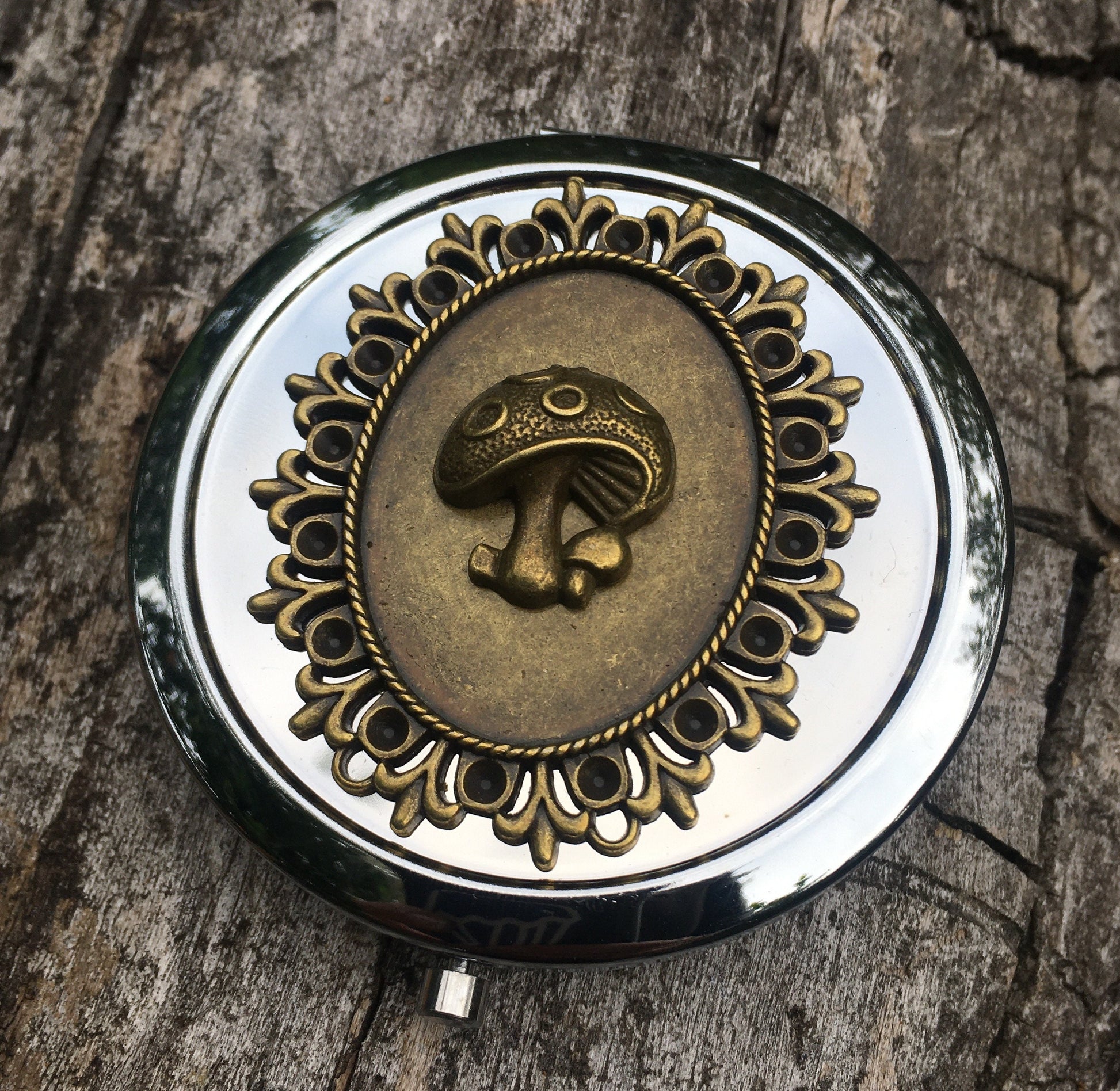 Mushroom Compact Mirror - Whimsical Magic Mushrooms - Make Up - Cosmetics - Pocket Mirror