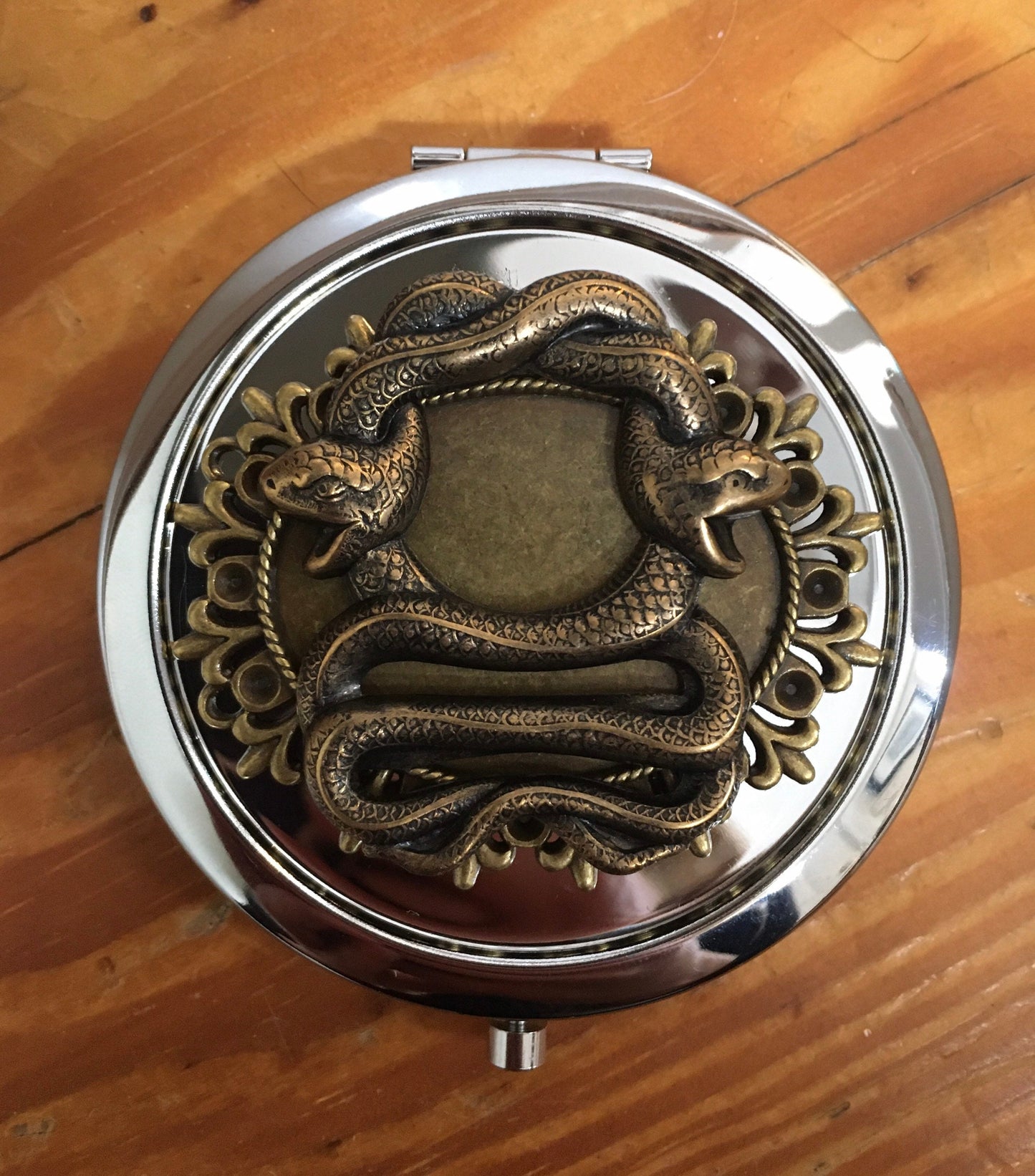 Double Snake Compact Mirror - Mystical Fantasy - Make Up - Cosmetics - Pocket Mirror