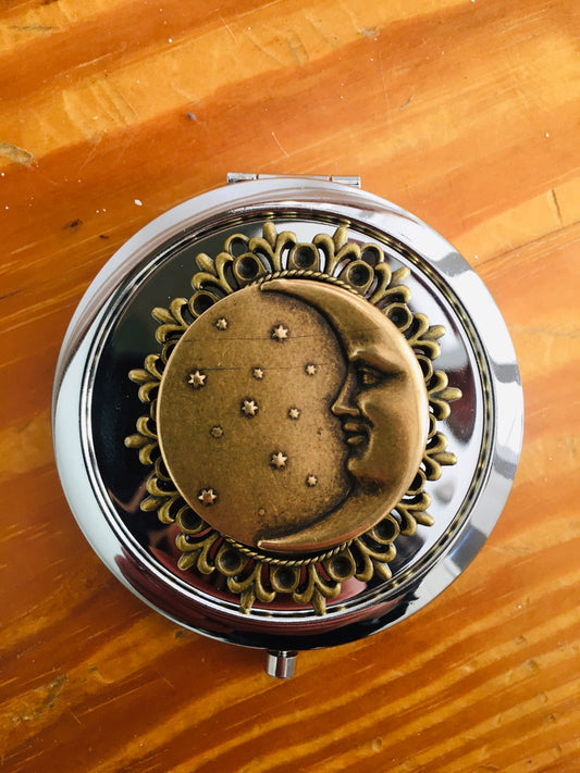 Man in the Moon Compact Mirror - Crescent Moon - Make Up - Cosmetics - Pocket Mirror