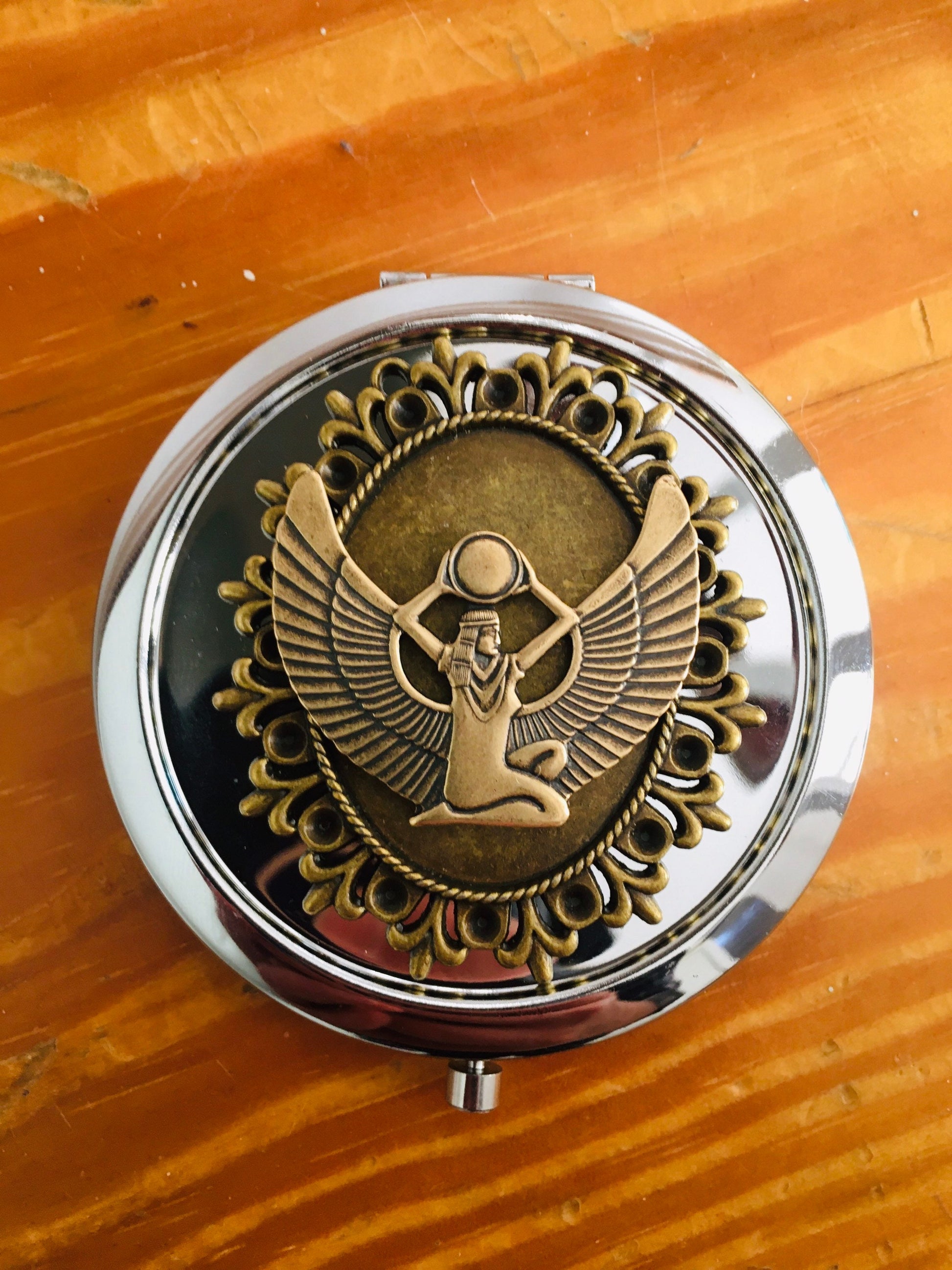 Egyptian Goddess Compact Mirror - Art Nouveau Deco Style - Make Up - Cosmetics - Pocket Mirror