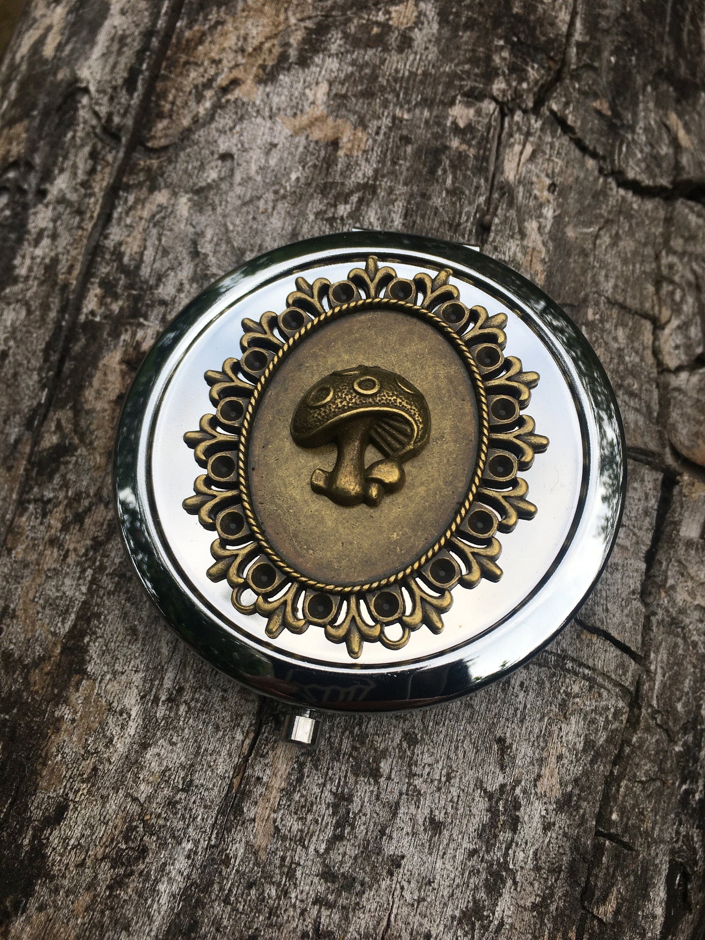 Mushroom Compact Mirror - Whimsical Magic Mushrooms - Make Up - Cosmetics - Pocket Mirror