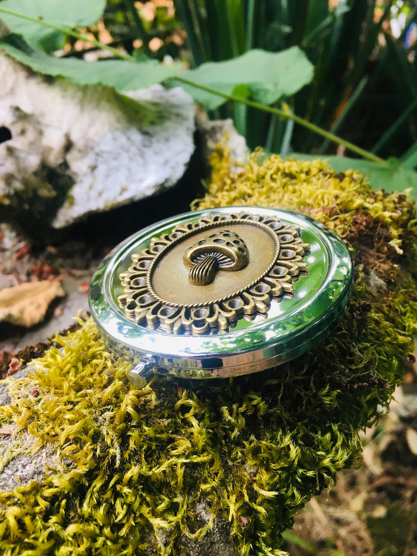 Mushroom Compact Mirror - Whimsical Magic Mushrooms - Make Up - Cosmetics - Pocket Mirror Style Two