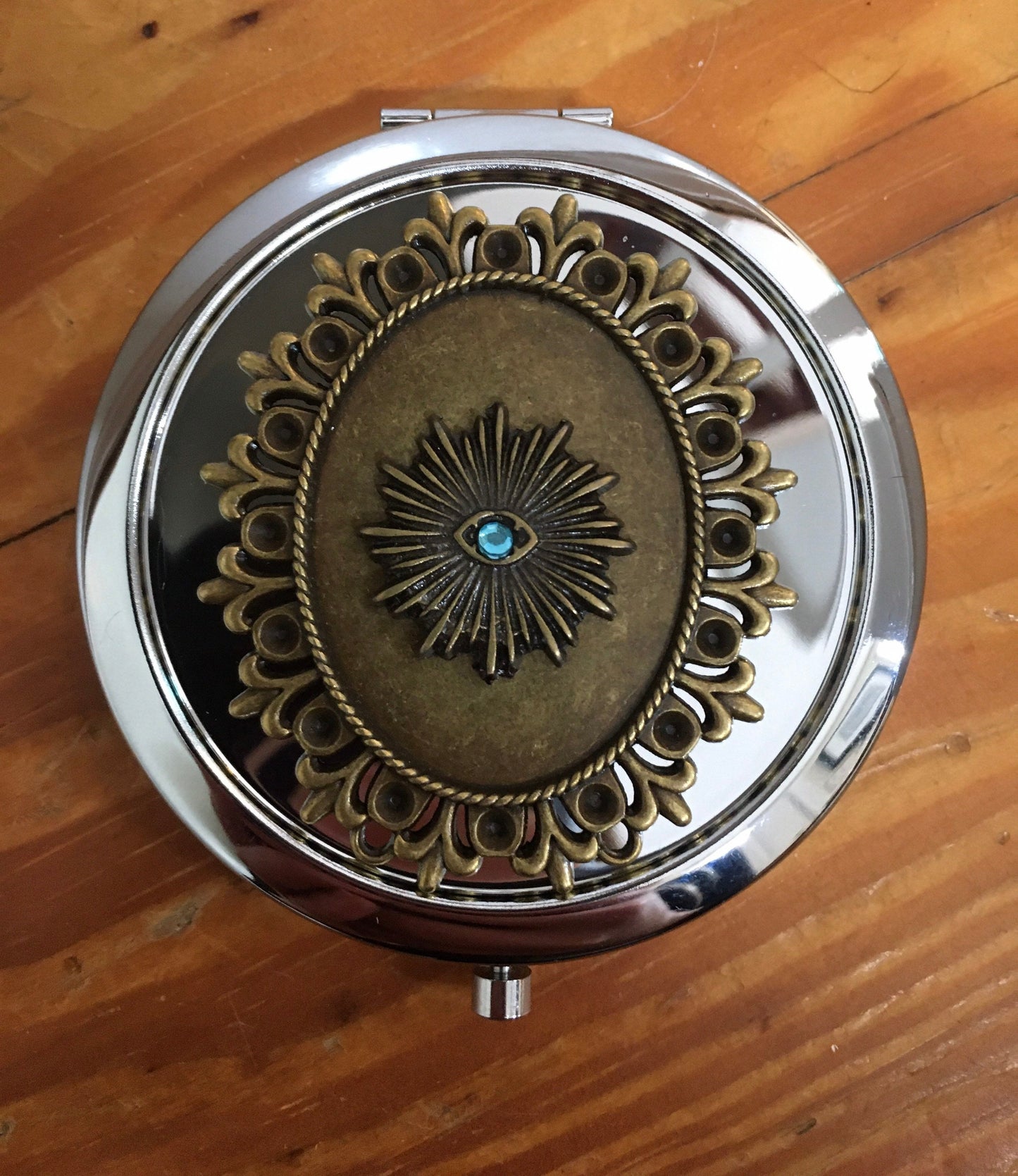 All Seeing Eye Compact Mirror - Mystical Third Eye Gem - Make Up - Cosmetics - Pocket Mirror