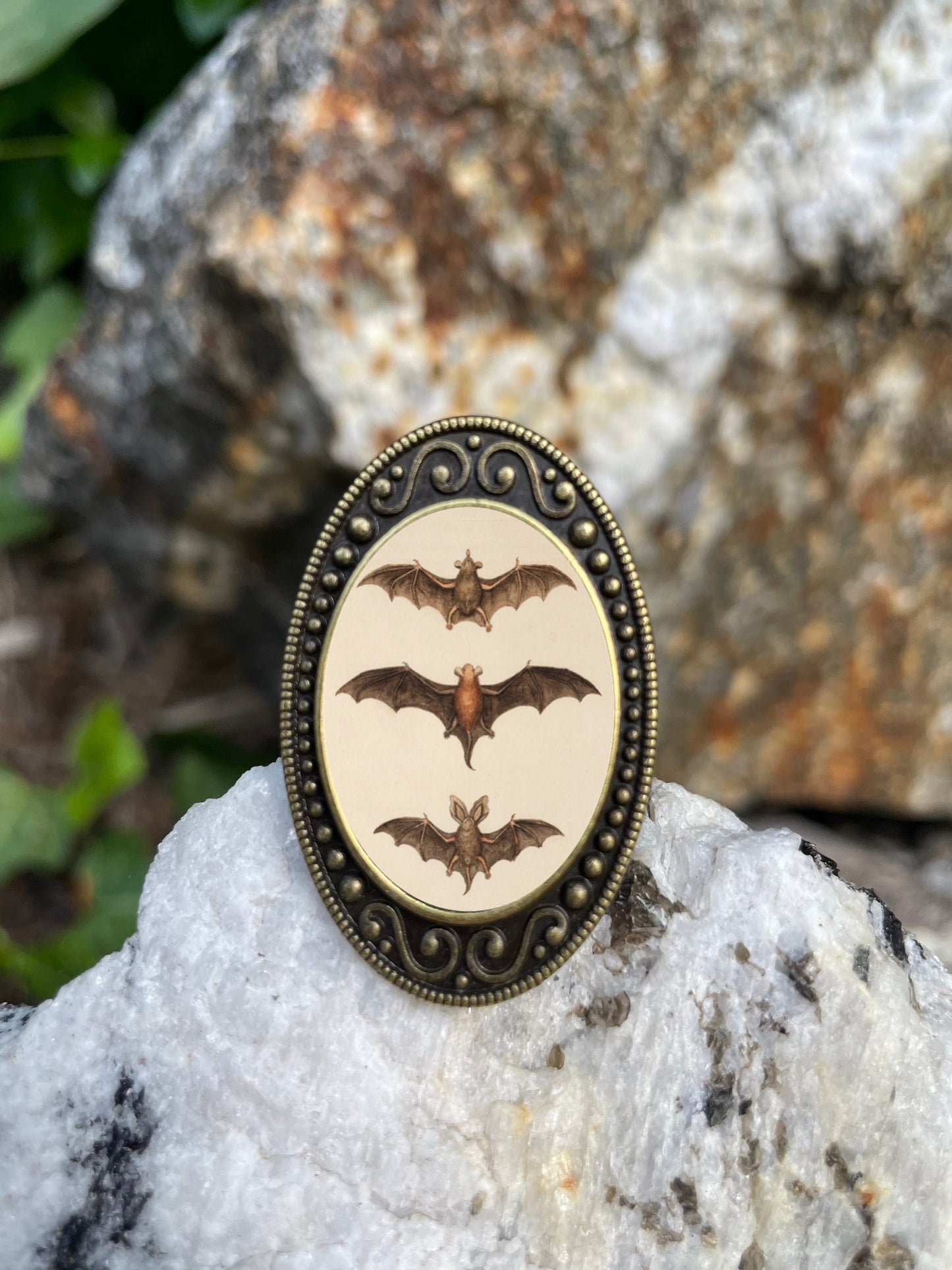 Bat Antiqued Bronze Adjustable Ring Bats Halloween Goth Spooky Brass